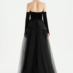 Büstiyerli Straplez Kadife Abiye Elbise - 26126C