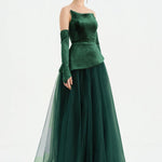 Büstiyerli Straplez Kadife Abiye Elbise - 26126C