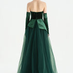 Büstiyerli Straplez Kadife Abiye Elbise - 26126C