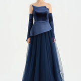 Büstiyerli Straplez Kadife Abiye Elbise - 26126C