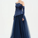 Büstiyerli Straplez Kadife Abiye Elbise - 26126C