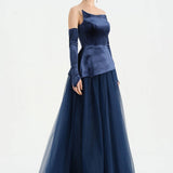 Büstiyerli Straplez Kadife Abiye Elbise - 26126C