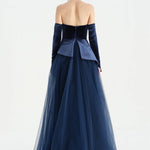 Büstiyerli Straplez Kadife Abiye Elbise - 26126C