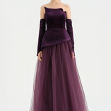 Büstiyerli Straplez Kadife Abiye Elbise - 26126C