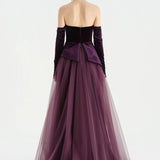 Büstiyerli Straplez Kadife Abiye Elbise - 26126C