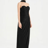 Shiny Organze Evening Dress with Pleats Draping and Shawl - 26002C