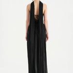 Shiny Organze Evening Dress with Pleats Draping and Shawl - 26002C