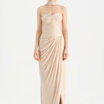 Shiny Organze Evening Dress with Pleats Draping and Shawl - 26002C