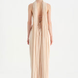 Shiny Organze Evening Dress with Pleats Draping and Shawl - 26002C