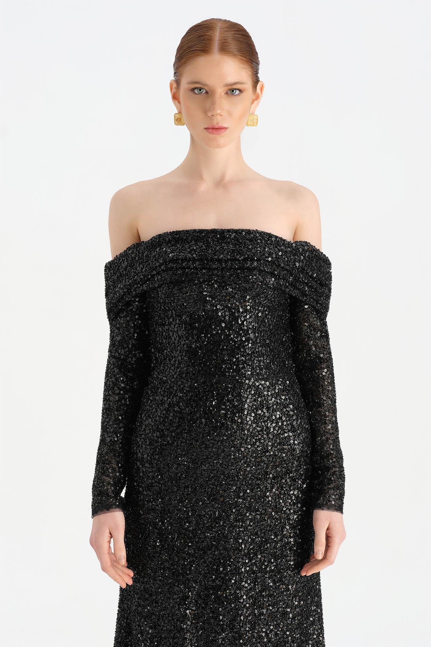 Straplez Taşlı Abiye Elbise - 26051C