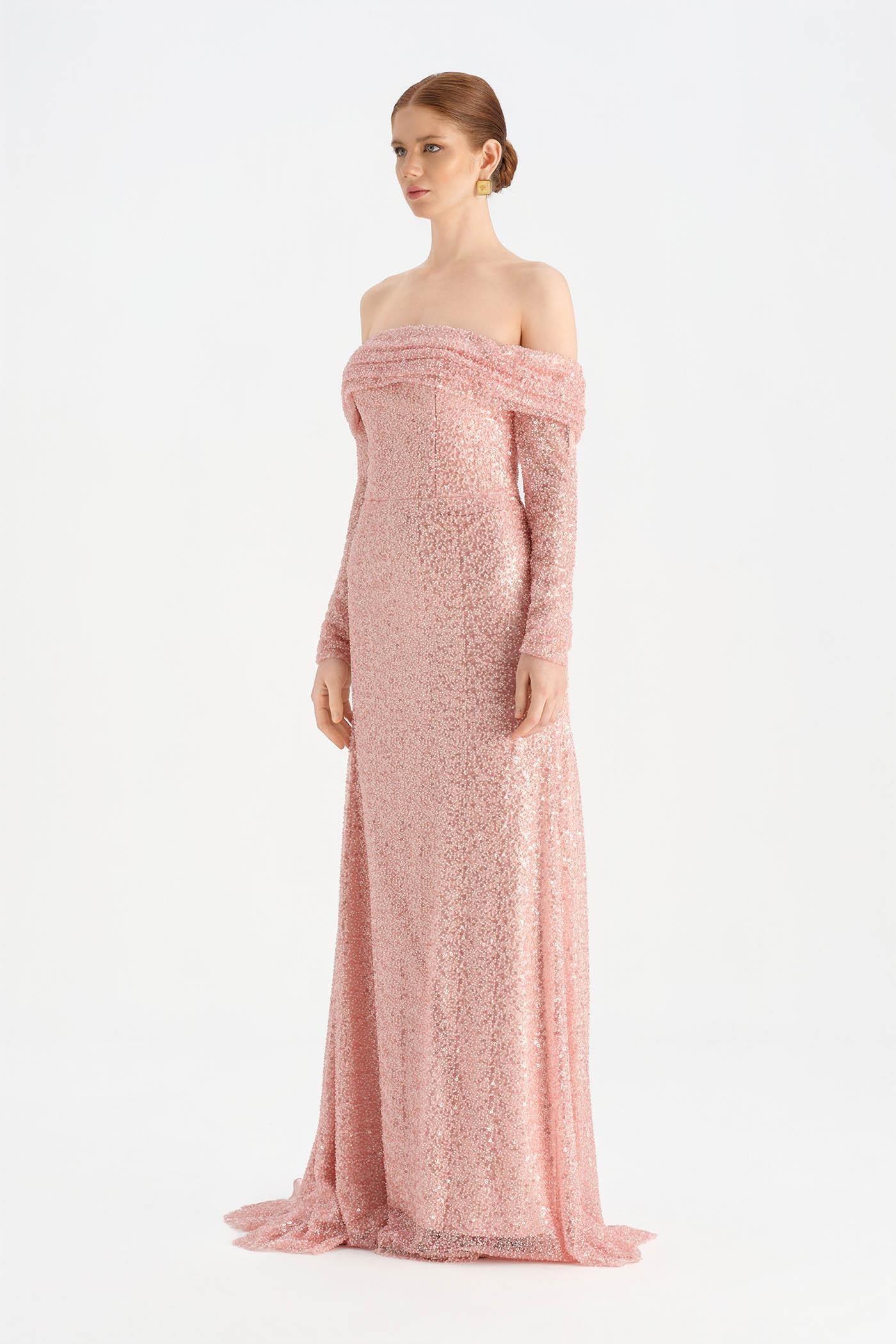 Straplez Taşlı Abiye Elbise - 26051C