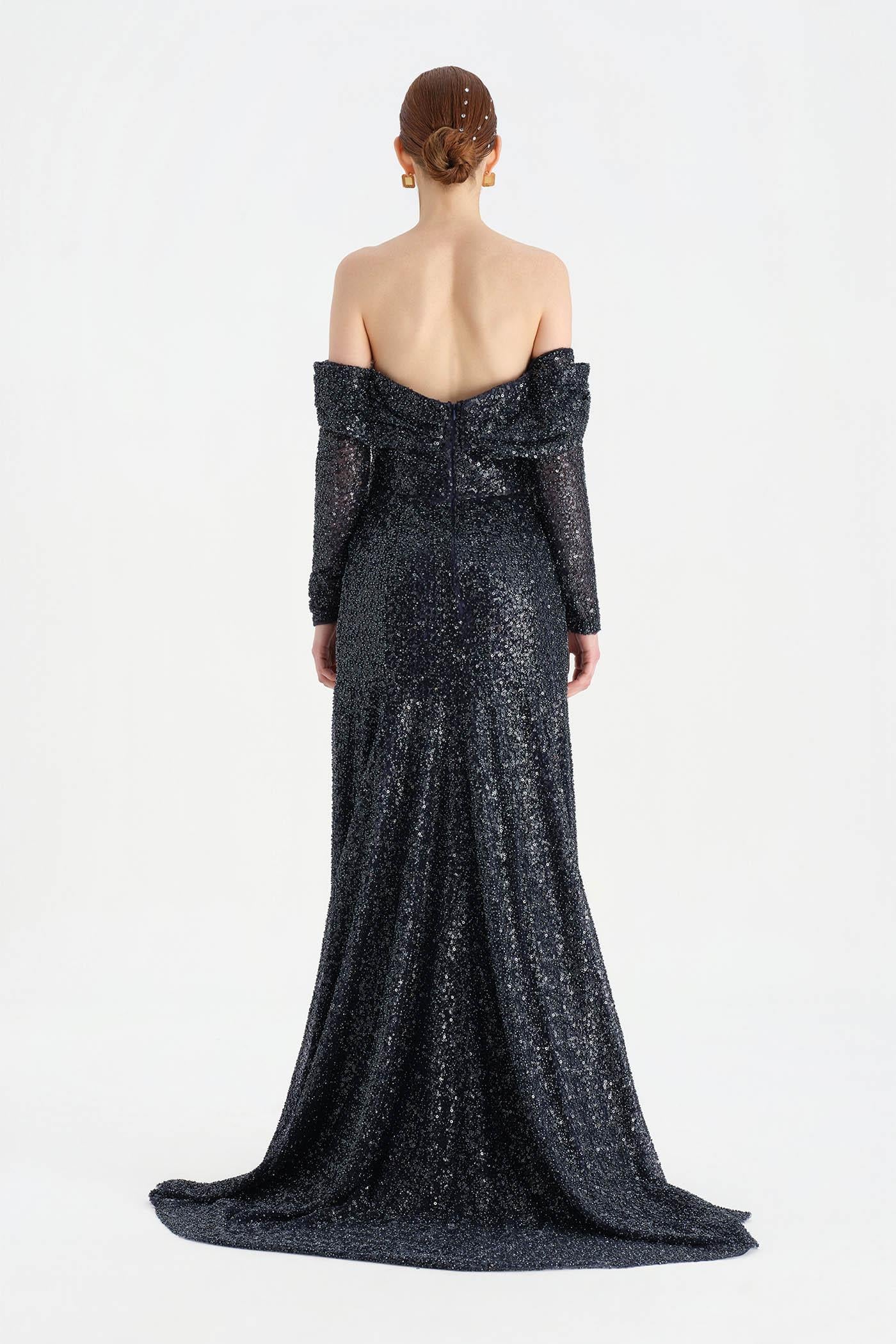 Straplez Taşlı Abiye Elbise - 26051C