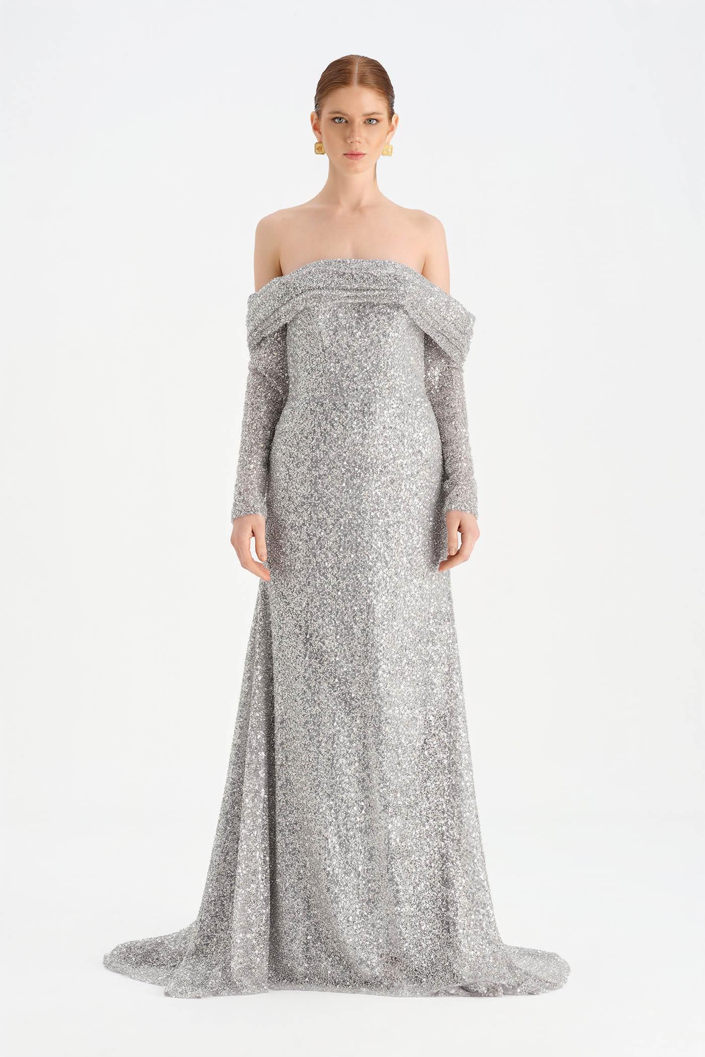 Straplez Taşlı Abiye Elbise - 26051C