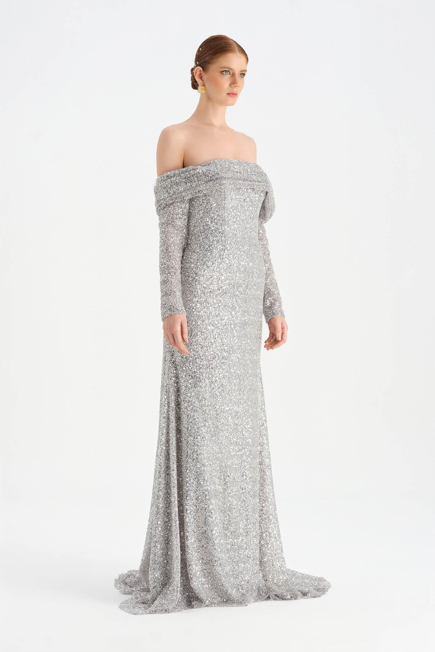 Straplez Taşlı Abiye Elbise - 26051C