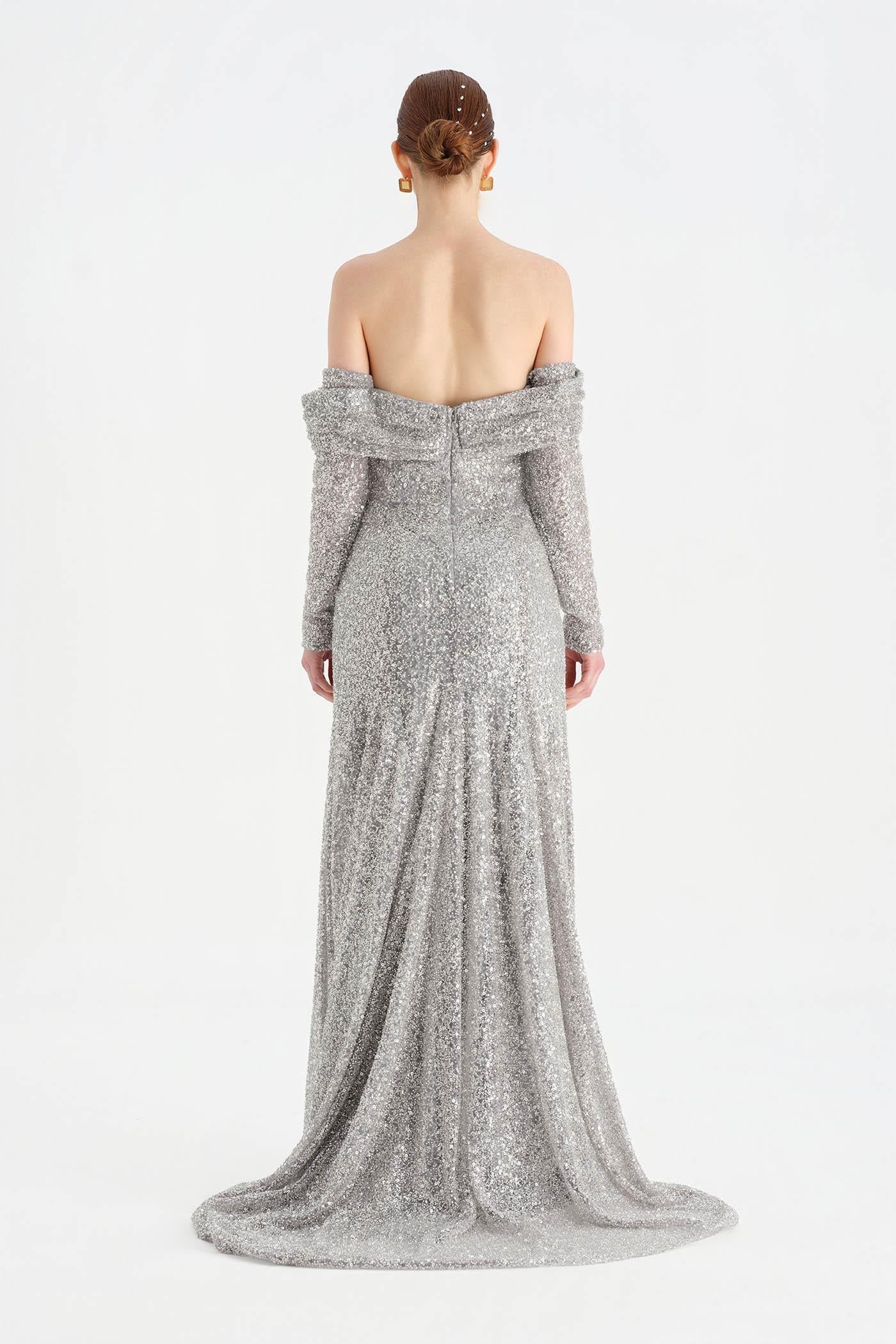 Straplez Taşlı Abiye Elbise - 26051C