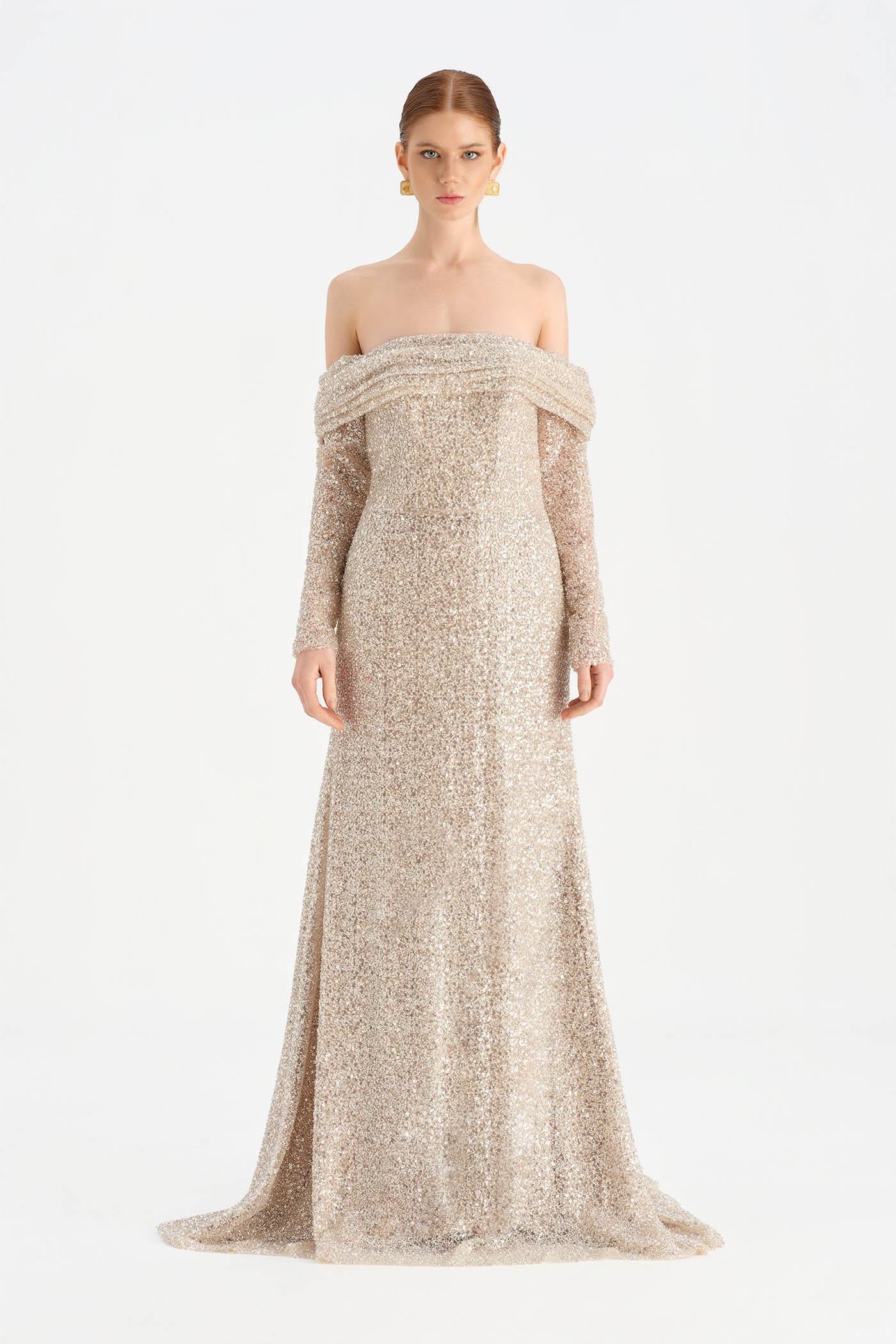 Strapless Evening Dress with Stones - 26051C