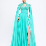 Mambo Couture Mambo Yırtmaçlı Taşlı Uzun Abiye Elbise - 917MG781 GREEN