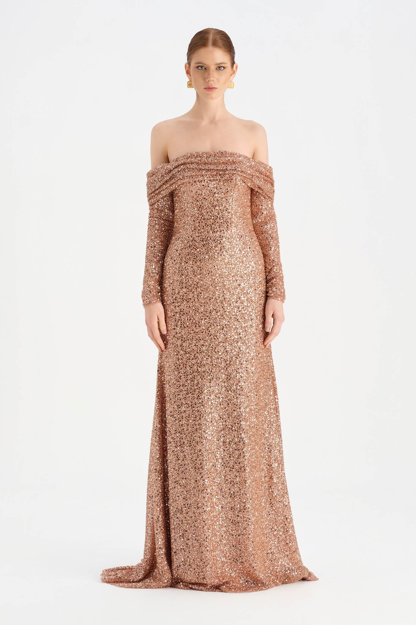 Strapless Evening Dress with Stones - 26051C