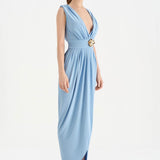 Anvelop Kesim Broş Detaylı Abiye Elbise - 26157C