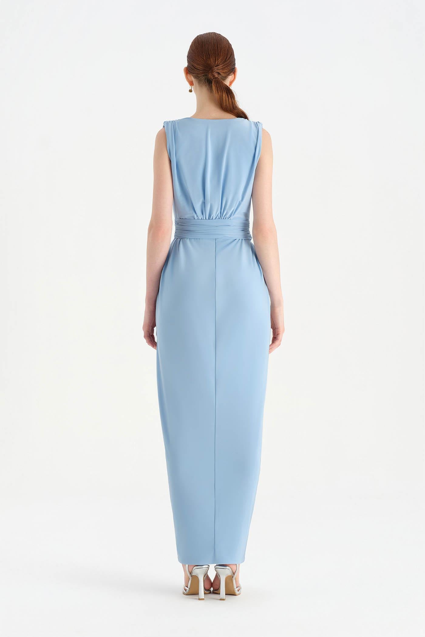 Anvelop Kesim Broş Detaylı Abiye Elbise - 26157C