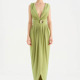 Anvelop Kesim Broş Detaylı Abiye Elbise - 26157C