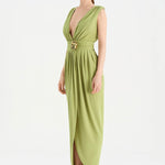 Anvelop Kesim Broş Detaylı Abiye Elbise - 26157C