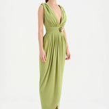 Anvelop Kesim Broş Detaylı Abiye Elbise - 26157C