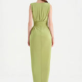 Anvelop Kesim Broş Detaylı Abiye Elbise - 26157C