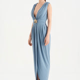 Anvelop Kesim Broş Detaylı Abiye Elbise - 26157C