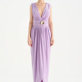 Anvelop Kesim Broş Detaylı Abiye Elbise - 26157C