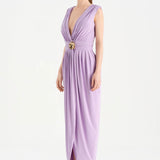 Anvelop Kesim Broş Detaylı Abiye Elbise - 26157C