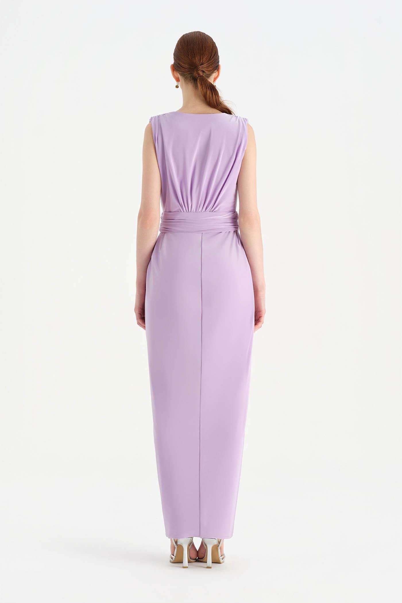 Anvelop Kesim Broş Detaylı Abiye Elbise - 26157C