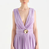 Anvelop Kesim Broş Detaylı Abiye Elbise - 26157C