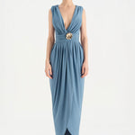 Anvelop Kesim Broş Detaylı Abiye Elbise - 26157C