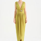 Anvelop Kesim Broş Detaylı Abiye Elbise - 26157C