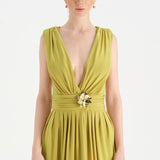 Anvelop Kesim Broş Detaylı Abiye Elbise - 26157C