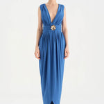 Anvelop Kesim Broş Detaylı Abiye Elbise - 26157C