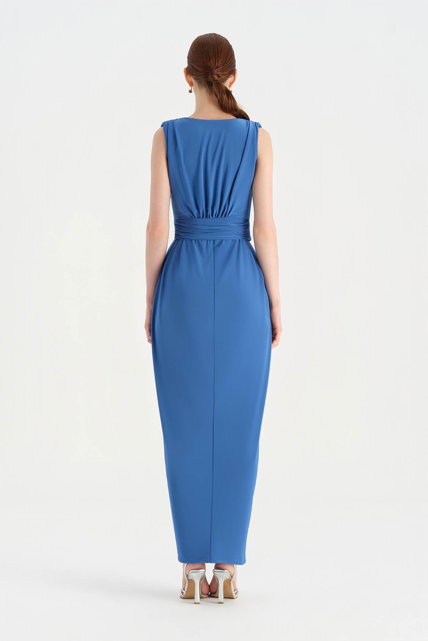 Anvelop Kesim Broş Detaylı Abiye Elbise - 26157C