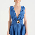 Anvelop Kesim Broş Detaylı Abiye Elbise - 26157C