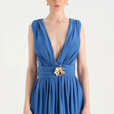 Anvelop Kesim Broş Detaylı Abiye Elbise - 26157C