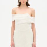 Organze Drape Yaka Taş İşlemeli Kısa Abiye Elbise - 26190C