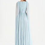 Pleated Chiffon Evening Dress with Cape Sleeves - 26076C