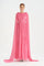 Pelerin Kollu Piliseli Abiye Elbise - 26076C - PEMBE