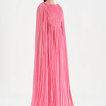 Pleated Chiffon Evening Dress with Cape Sleeves - 26076C