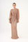 Pleated Sleeve and Drape Detailed Long Evening Dress with Stones - 9094C