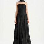 Piliseli Yırtmaçlı Boyundan Şallı Abiye Elbise - 26188C