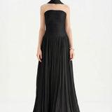 Piliseli Yırtmaçlı Boyundan Şallı Abiye Elbise - 26188C