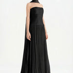 Piliseli Yırtmaçlı Boyundan Şallı Abiye Elbise - 26188C