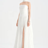 Piliseli Yırtmaçlı Boyundan Şallı Abiye Elbise - 26188C