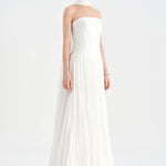 Piliseli Yırtmaçlı Boyundan Şallı Abiye Elbise - 26188C